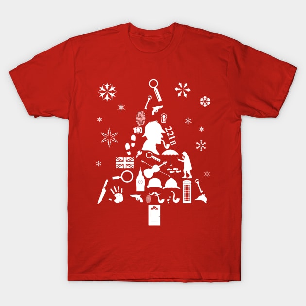 Xmas Tree Sherlock Holmes T-Shirt by Alisterny